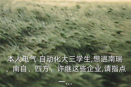 本人電氣 自動化大三學生,想進南瑞、南自、四方、許繼這些企業(yè),請指點一...