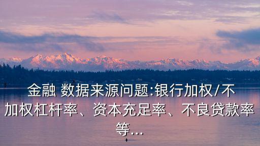  金融 數(shù)據(jù)來源問題:銀行加權(quán)/不加權(quán)杠桿率、資本充足率、不良貸款率等...