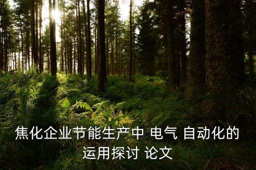焦化企業(yè)節(jié)能生產(chǎn)中 電氣 自動化的運用探討 論文