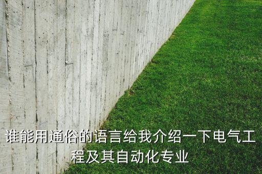 誰能用通俗的語言給我介紹一下電氣工程及其自動化專業(yè)