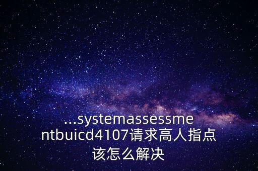 ...systemassessmentbuicd4107請求高人指點該怎么解決