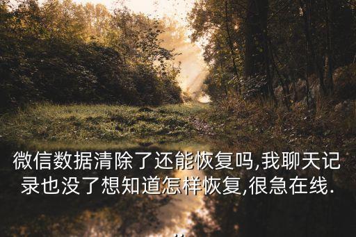 微信數(shù)據(jù)清除了還能恢復(fù)嗎,我聊天記錄也沒了想知道怎樣恢復(fù),很急在線...