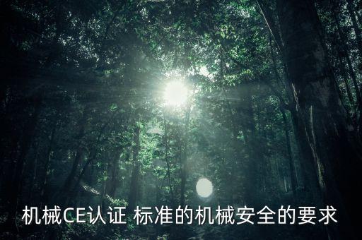 機(jī)械CE認(rèn)證 標(biāo)準(zhǔn)的機(jī)械安全的要求
