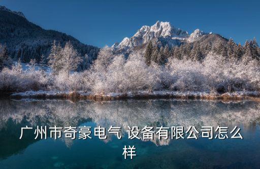  廣州市奇豪電氣 設(shè)備有限公司怎么樣