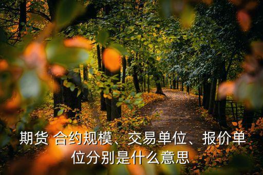  期貨 合約規(guī)模、交易單位、報價單位分別是什么意思