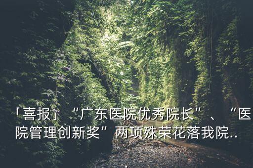 「喜報」“廣東醫(yī)院優(yōu)秀院長”、“醫(yī)院管理創(chuàng)新獎”兩項殊榮花落我院...