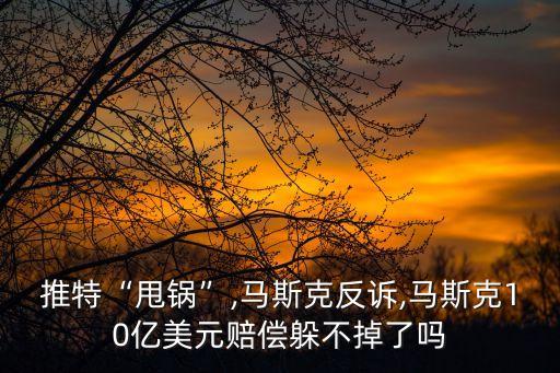 推特“甩鍋”,馬斯克反訴,馬斯克10億美元賠償躲不掉了嗎