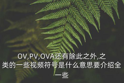 OV,PV,OVA還有除此之外,之類的一些視頻符號是什么意思要介紹全一些