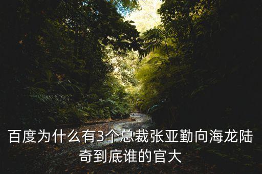 向海龍，百度為什么有3個總裁張亞勤向海龍陸奇到底誰的官大