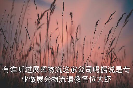 有誰聽過展暉物流這家公司嗎據(jù)說是專業(yè)做展會物流請教各位大蝦