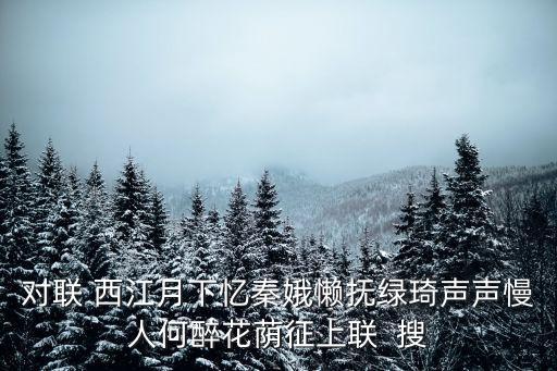 對聯(lián) 西江月下憶秦娥懶撫綠琦聲聲慢人何醉花蔭征上聯(lián)  搜