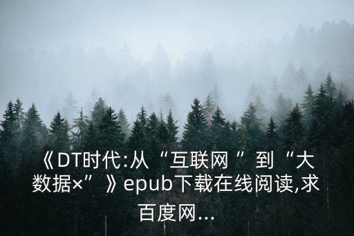 《DT時(shí)代:從“互聯(lián)網(wǎng) ”到“大 數(shù)據(jù)×”》epub下載在線閱讀,求百度網(wǎng)...