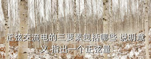 正弦交流電的三要素包括哪些 說(shuō)明意義 指出一個(gè)正弦量