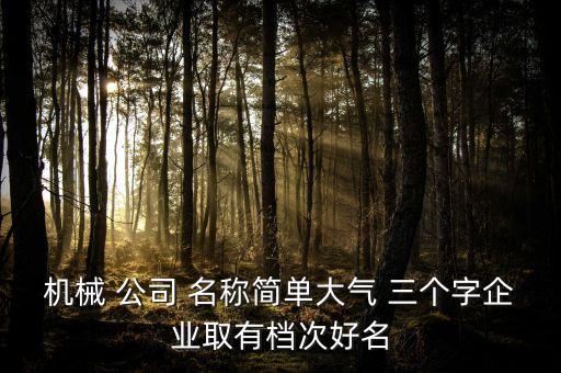 機(jī)械 公司 名稱簡(jiǎn)單大氣 三個(gè)字企業(yè)取有檔次好名