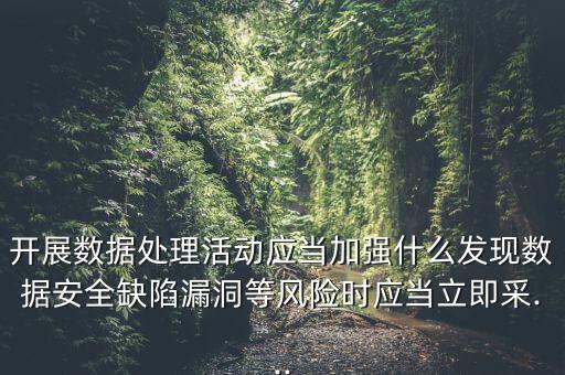 開展數據處理活動應當加強什么發(fā)現數據安全缺陷漏洞等風險時應當立即采...
