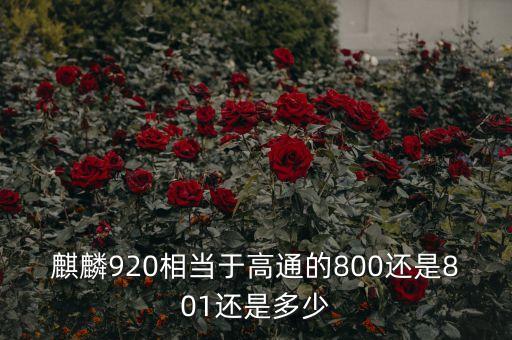 麒麟920，麒麟920相當(dāng)于高通的800還是801還是多少