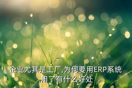 企業(yè)尤其是工廠,為何要用ERP系統(tǒng),用了有什么好處