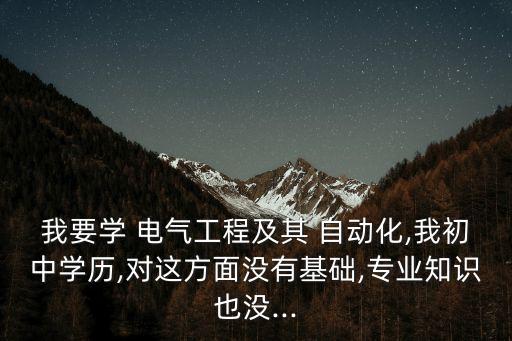 我要學 電氣工程及其 自動化,我初中學歷,對這方面沒有基礎,專業(yè)知識也沒...