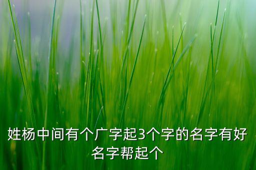 姓楊中間有個廣字起3個字的名字有好名字幫起個