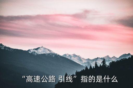 “高速公路 引線”指的是什么