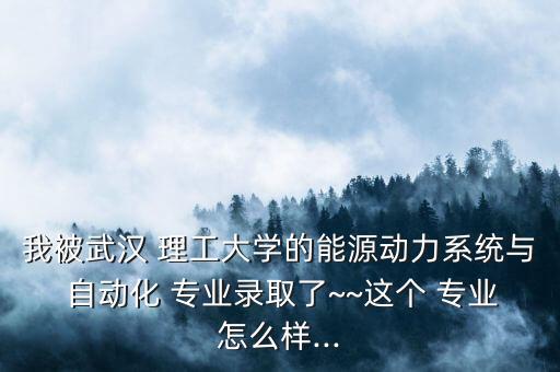 我被武漢 理工大學(xué)的能源動力系統(tǒng)與 自動化 專業(yè)錄取了~~這個 專業(yè)怎么樣...