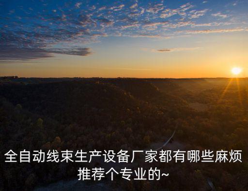 株洲自動化線束加工設(shè)備,全自動線束加工設(shè)備廠家有哪些?