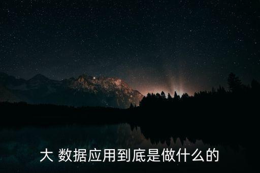 大 數(shù)據(jù)應(yīng)用到底是做什么的
