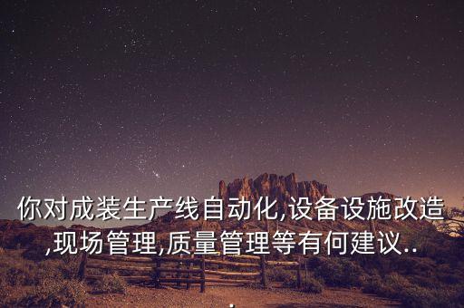 你對成裝生產(chǎn)線自動化,設(shè)備設(shè)施改造,現(xiàn)場管理,質(zhì)量管理等有何建議...