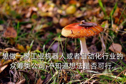想做一家工業(yè)機器人或者自動化行業(yè)的眾籌類公司,不知道想法是否可行...