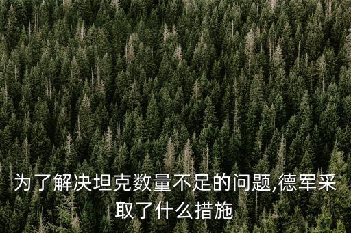 為了解決坦克數(shù)量不足的問題,德軍采取了什么措施