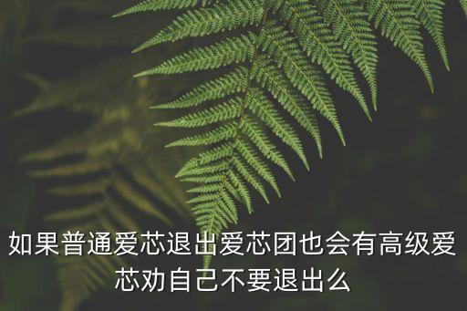 如果普通愛芯退出愛芯團也會有高級愛芯勸自己不要退出么
