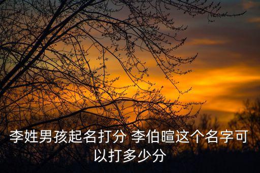 李姓男孩起名打分 李伯暄這個名字可以打多少分