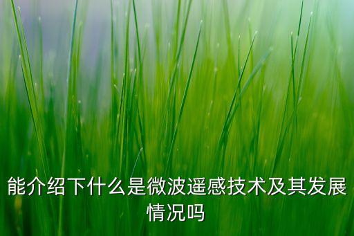 能介紹下什么是微波遙感技術及其發(fā)展情況嗎