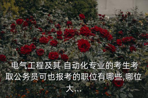  電氣工程及其 自動(dòng)化專業(yè)的考生考取公務(wù)員可也報(bào)考的職位有哪些,哪位大...