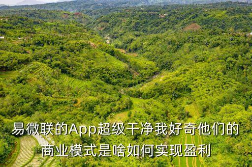 易微聯(lián)的App超級干凈我好奇他們的商業(yè)模式是啥如何實(shí)現(xiàn)盈利