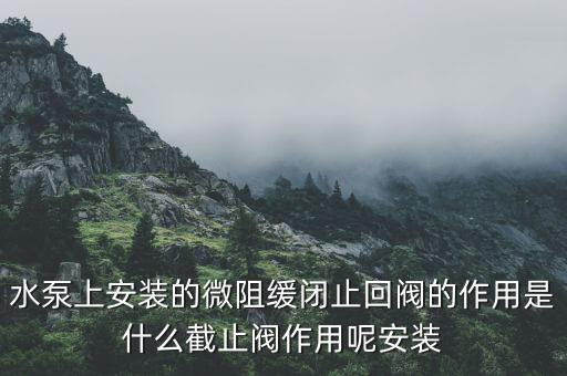 水泵上安裝的微阻緩閉止回閥的作用是什么截止閥作用呢安裝