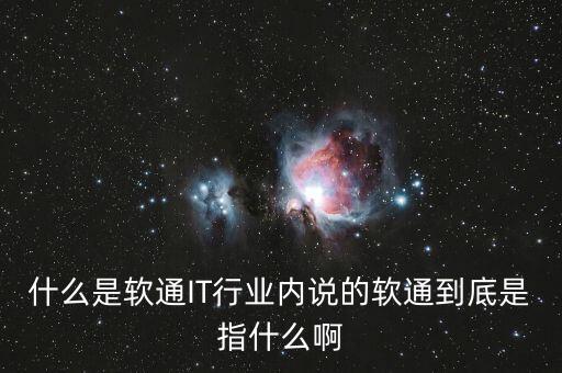 什么是軟通IT行業(yè)內(nèi)說的軟通到底是指什么啊