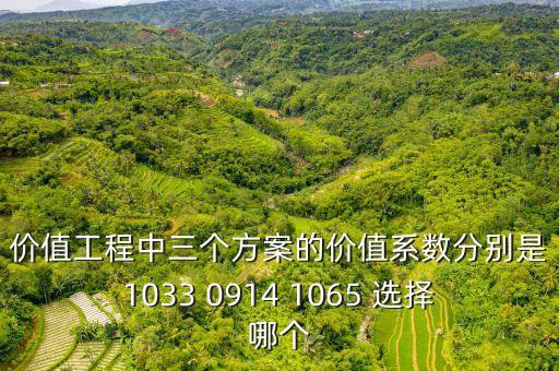 方案選擇，價值工程中三個方案的價值系數(shù)分別是1033 0914 1065 選擇哪個