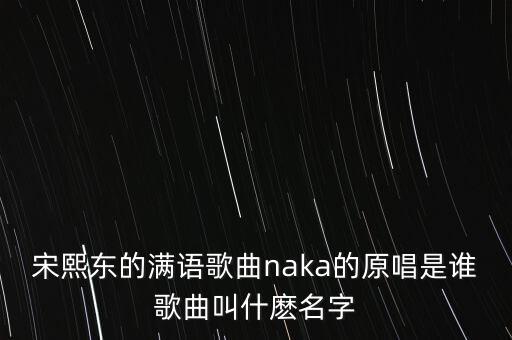 宋熙東的滿語歌曲naka的原唱是誰歌曲叫什麼名字