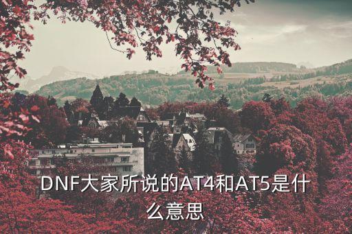DNF大家所說(shuō)的AT4和AT5是什么意思