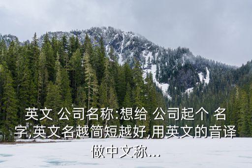 英文 公司名稱:想給 公司起個(gè) 名字,英文名越簡短越好,用英文的音譯做中文稱...
