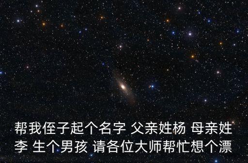 楊少英，幫我侄子起個(gè)名字 父親姓楊 母親姓李 生個(gè)男孩 請(qǐng)各位大師幫忙想個(gè)漂