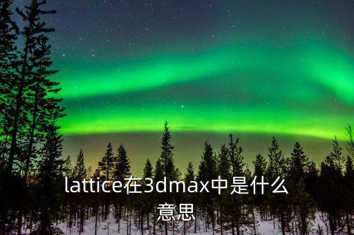 lattice在3dmax中是什么意思