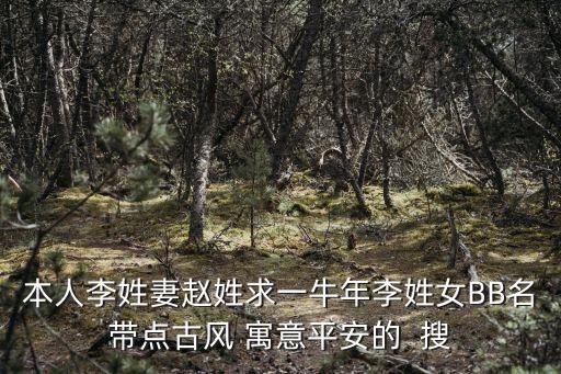 本人李姓妻趙姓求一牛年李姓女BB名帶點古風 寓意平安的  搜