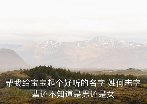 幫我給寶寶起個好聽的名字 姓何志字輩還不知道是男還是女