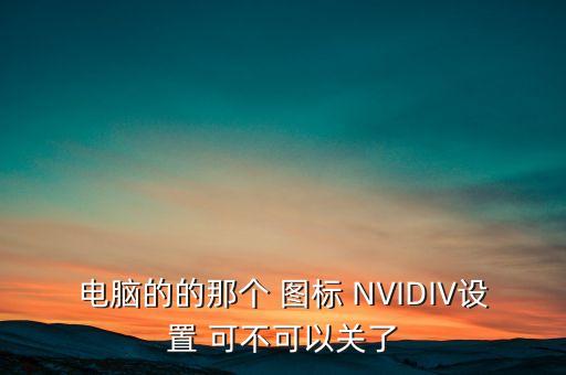 電腦的的那個 圖標 NVIDIV設置 可不可以關(guān)了