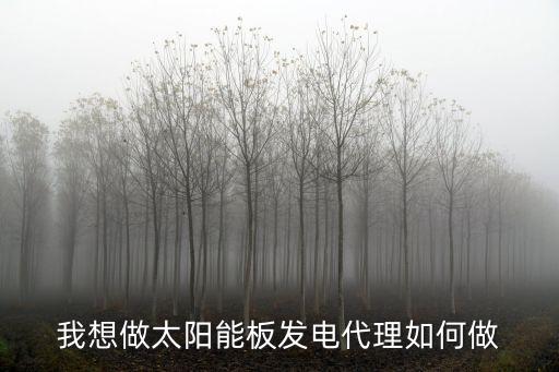 我想做太陽能板發(fā)電代理如何做