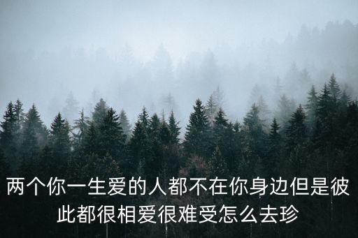 毛波，兩個你一生愛的人都不在你身邊但是彼此都很相愛很難受怎么去珍