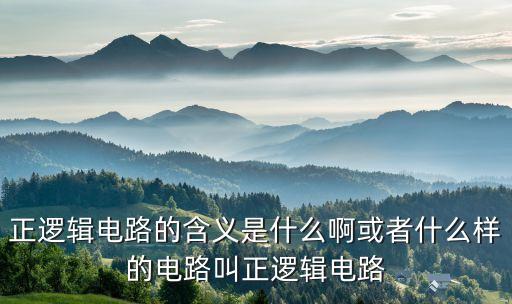 正邏輯電路的含義是什么啊或者什么樣的電路叫正邏輯電路