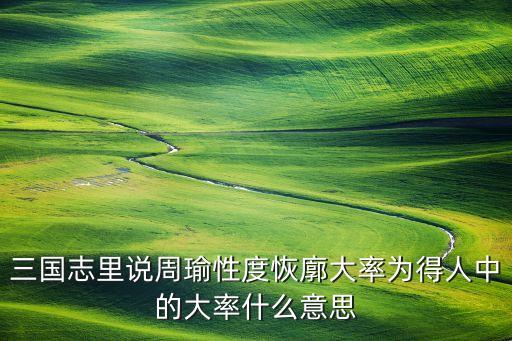 三國志里說周瑜性度恢廓大率為得人中的大率什么意思